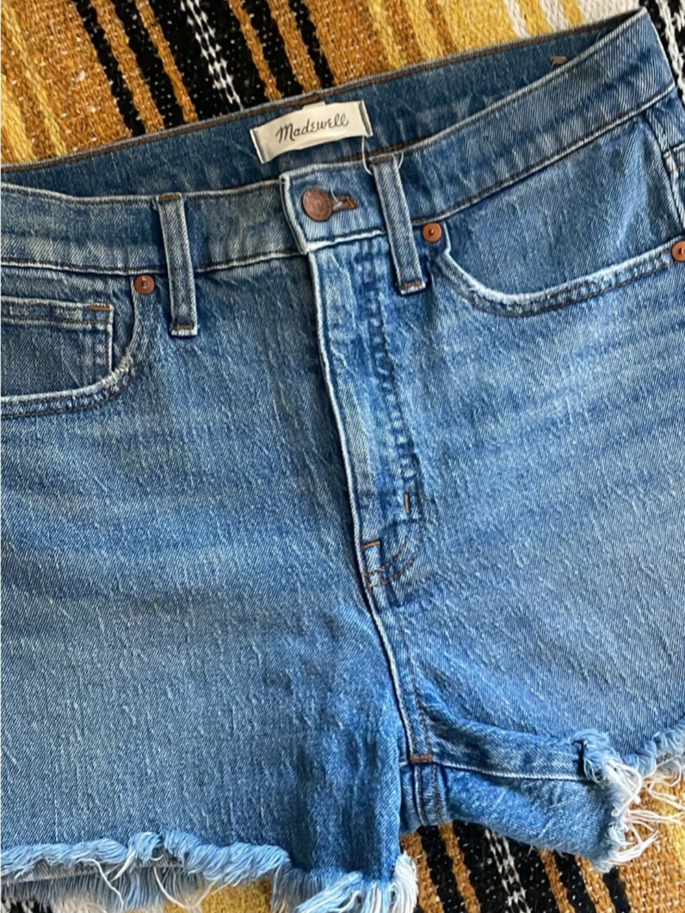 Madewell Blue Denim Cutoff Shorts with Frayed Hem